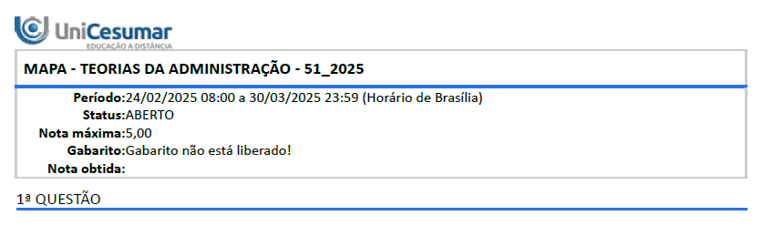 MAPA - TEORIAS DA ADMINISTRAÇÃO - 51_2025 - UNICESUMAR